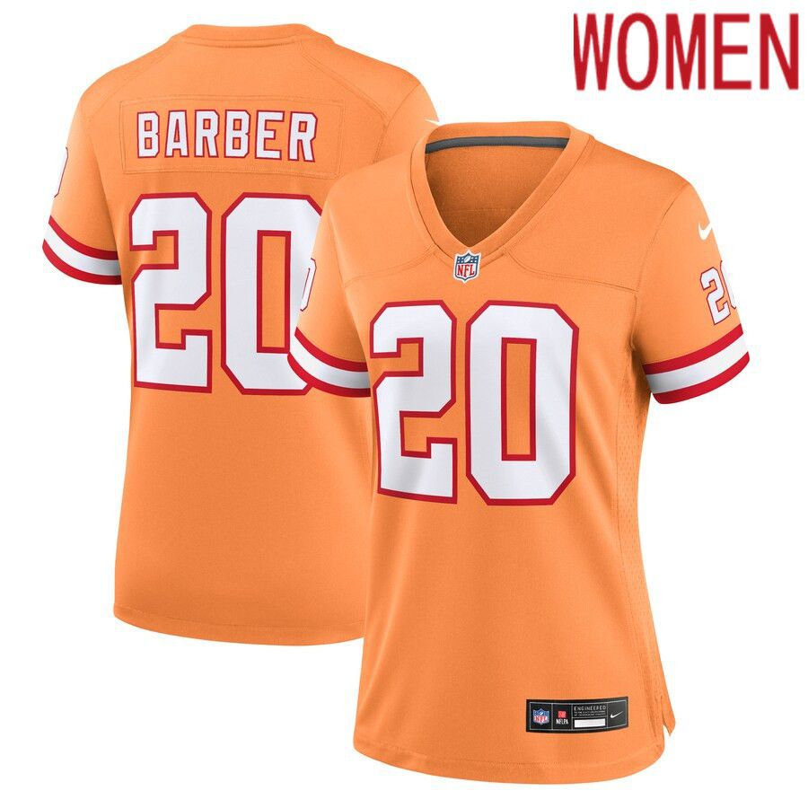 Women Tampa Bay Buccaneers 20 Ronde Barber Nike Orange Throwback Game NFL Jersey